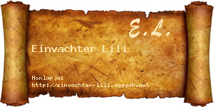 Einvachter Lili névjegykártya